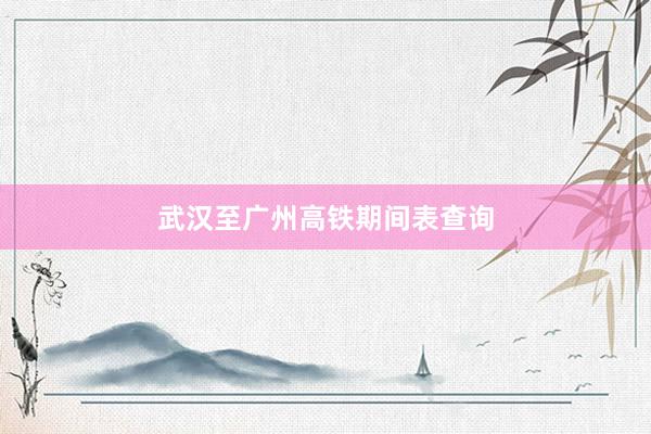 武汉至广州高铁期间表查询