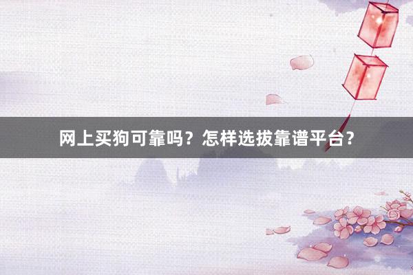 网上买狗可靠吗？怎样选拔靠谱平台？