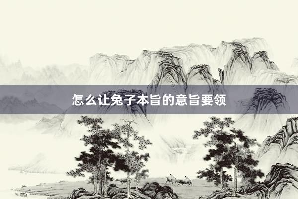 怎么让兔子本旨的意旨要领